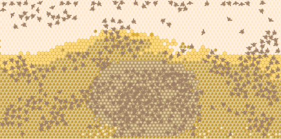 Mit Bienen besetzte Wabe